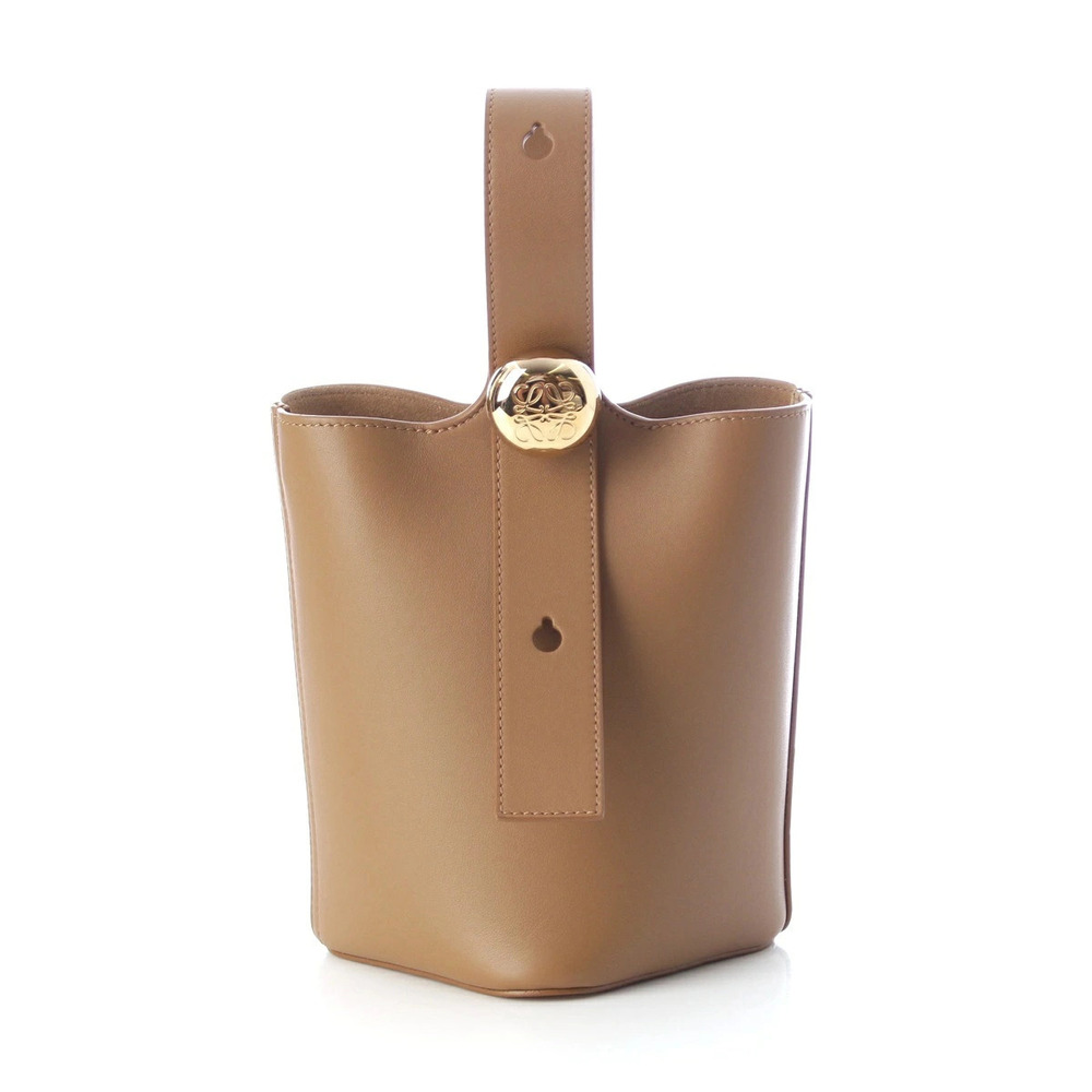 Loewe Pebble Bucket Smooth Calf Leather Shoulder Handbag Oak Brown